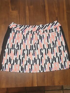 Tail Coral, Black & White Geometric Pleated Mini Skirt